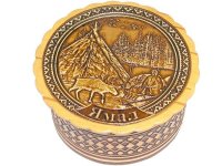 Бисерница Северный олень у чума береста ЯМАЛ