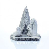 Девочка с тюленем у юрты мраморная крошка