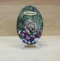 Медведь вид спереди магнит на камне змеевик 094033-1102