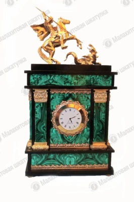 Часы с литьем малахит 195х70х370